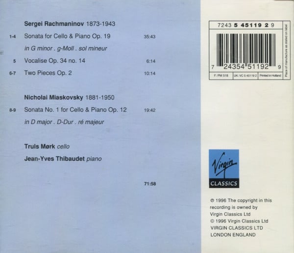 Sergei Rachmaninoff, Nikolai Myaskovsky - Truls Mørk, Jean-Yves Thibaudet-1