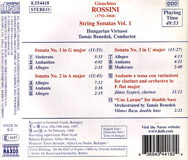 Gioacchino Rossini - Hungarian Virtuosi, Tamás Benedek-1