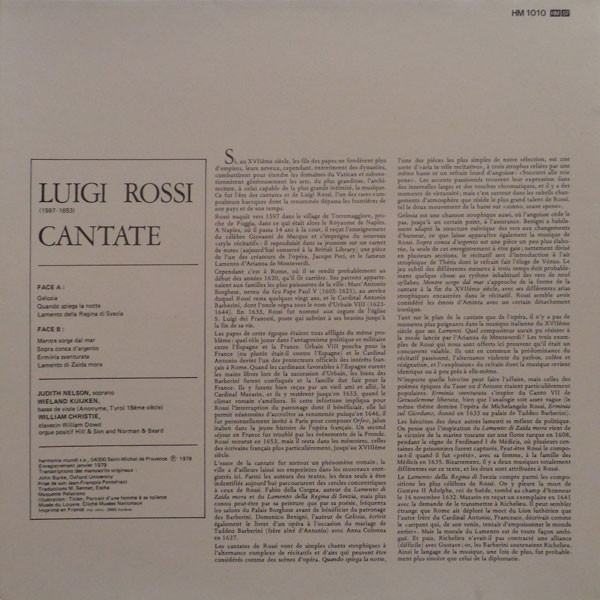 Luigi Rossi / Judith Nelson / Wieland Kuijken / William Christie-1