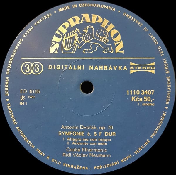 Antonín Dvořák, The Czech Philharmonic Orchestra, Václav Neumann-2