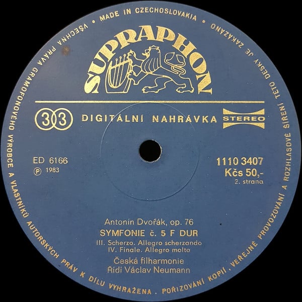 Antonín Dvořák, The Czech Philharmonic Orchestra, Václav Neumann-3