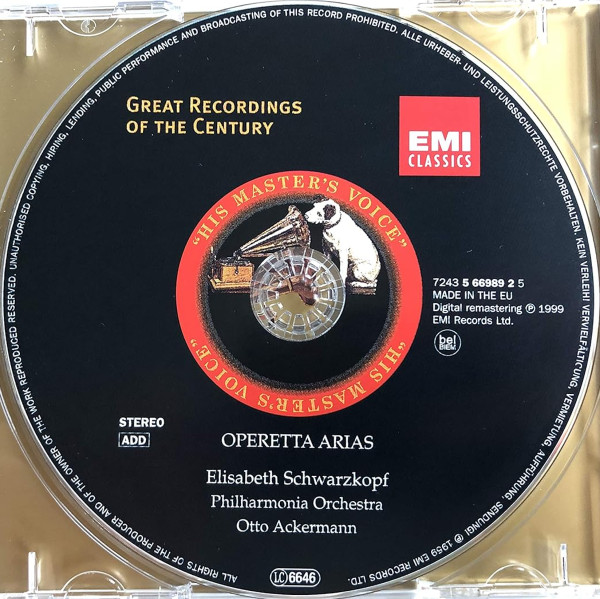 Richard Heuberger · Franz Lehár · Carl Millöcker · Rudolf Sieczynski · Johann Strauss Jr. · Franz von Suppé · Carl Zeller - Elisabeth Schwarzkopf, Philharmonia Orchestra, Otto Ackermann-2