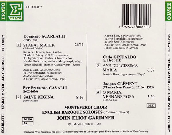 Domenico Scarlatti / Clemens Non Papa / Carlo Gesualdo / Francesco Cavalli - The Monteverdi Choir, John Eliot Gardiner-1