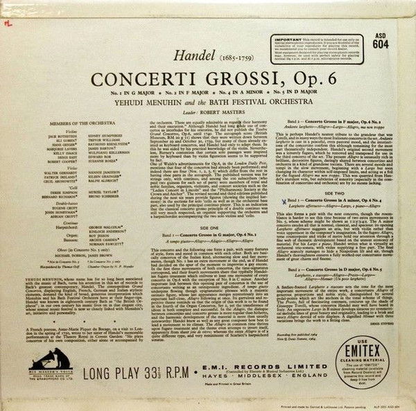Georg Friedrich Händel – Yehudi Menuhin, Bath Festival Orchestra-1