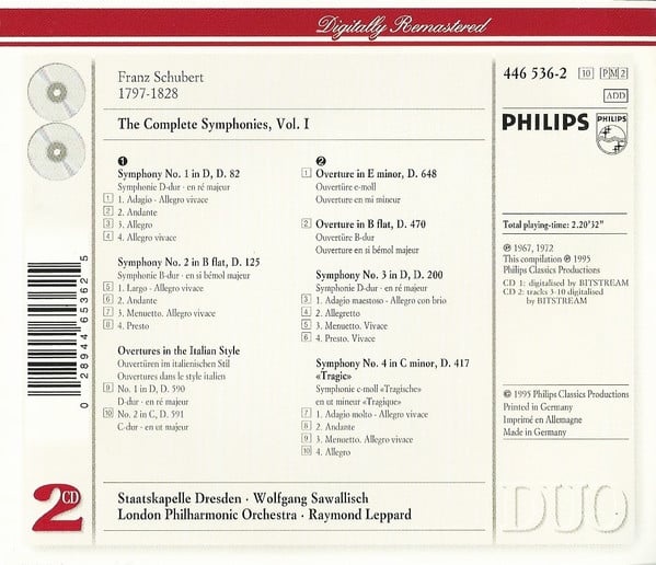 Franz Schubert, Staatskapelle Dresden, Wolfgang Sawallisch, London Philharmonic Orchestra, Raymond Leppard-2