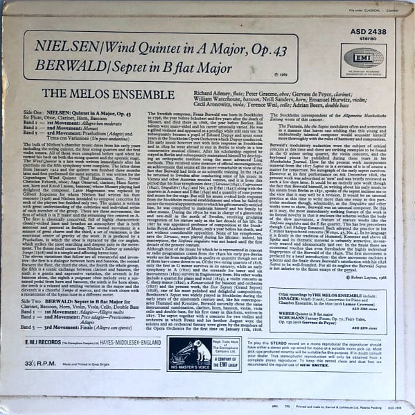 Carl Nielsen, Franz Berwald, Melos Ensemble Of London-1