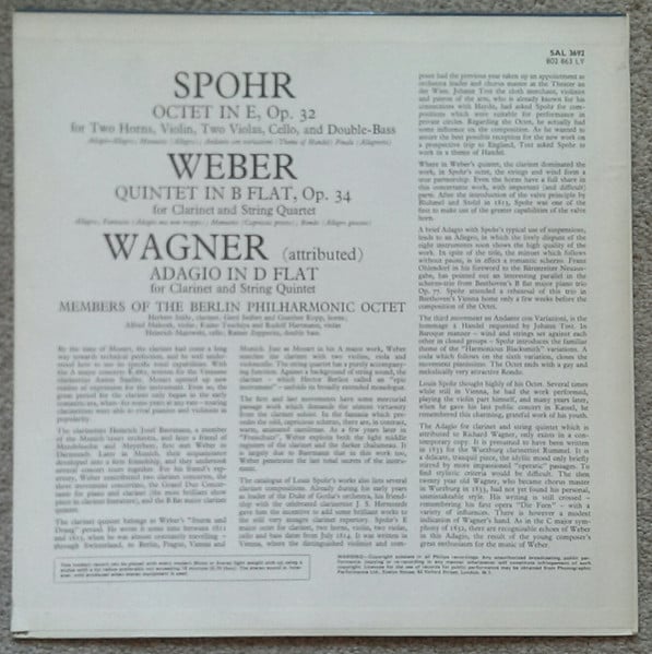 Louis Spohr, Carl Maria von Weber, Richard Wagner, Philharmonisches Oktett Berlin-1