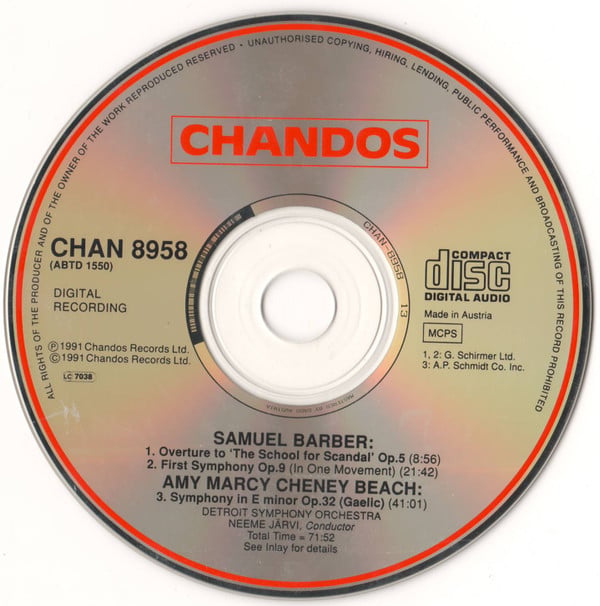Samuel Barber / Amy Marcy Cheney Beach - Detroit Symphony Orchestra, Neeme Järvi-2