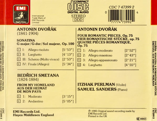 Itzhak Perlman, Antonín Dvořák / Bedřich Smetana, Samuel Sanders (2)-1