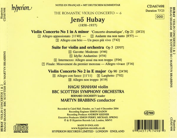 Jenő Hubay, Hagai Shaham, BBC Scottish Symphony Orchestra, Martyn Brabbins-1