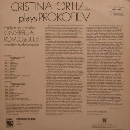 Prokofiev: Cinderella / Romeo & Juliet (UK 1977):Cristina Ortiz - Image 2