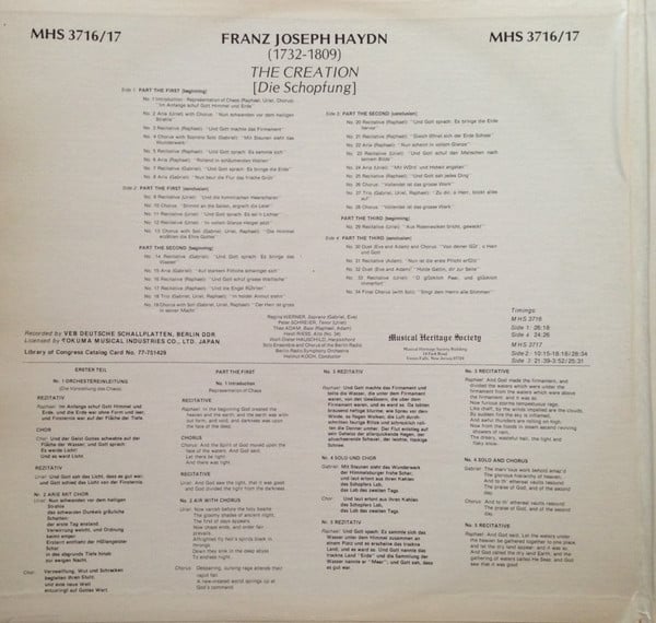 Joseph Haydn, Regina Werner, Peter Schreier, Theo Adam, Heidi Rieß, Solistenvereinigung des Berliner Rundfunks And Rundfunkchor Berlin, Radio-Symphonie-Orchester Berlin, Helmut Koch-1