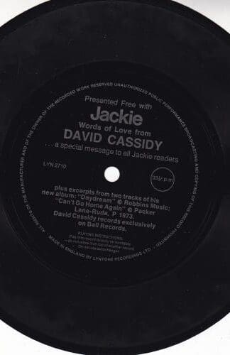 Words Of Love From David Cassidy 7" FELXI:David Cassidy