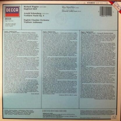 Wakner: Siegfried Idyll / Schoenberg: Verklarte:Vladimir Ashkenazy - Image 2