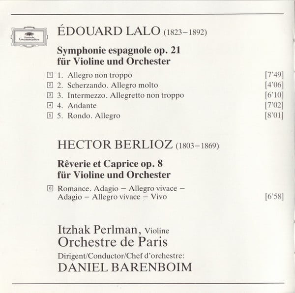 Édouard Lalo / Hector Berlioz – Orchestre De Paris – Itzhak Perlman – Daniel Barenboim-4