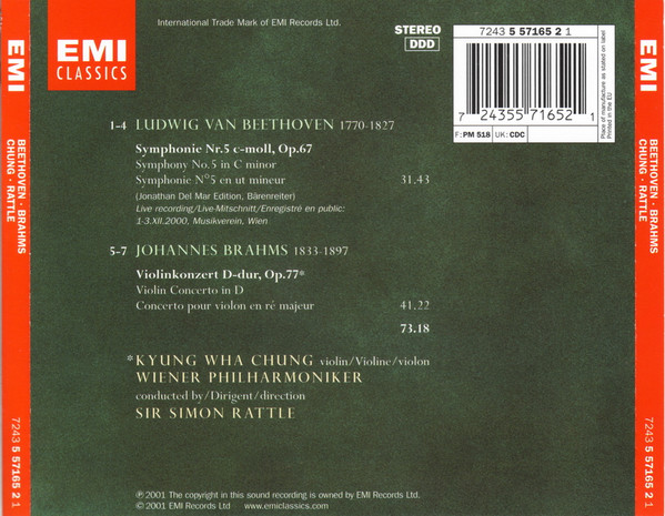 Johannes Brahms / Ludwig van Beethoven, Kyung-Wha Chung, Sir Simon Rattle, Wiener Philharmoniker-1