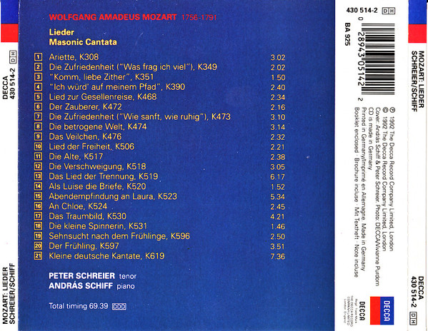 Wolfgang Amadeus Mozart - Peter Schreier, András Schiff-1