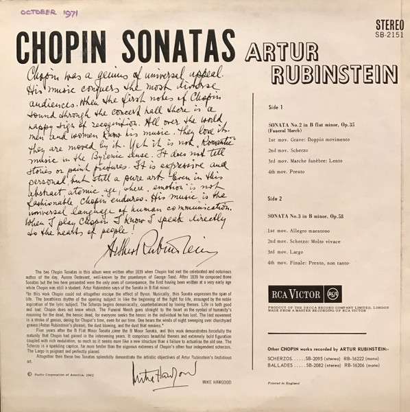 Arthur Rubinstein, Frédéric Chopin-1