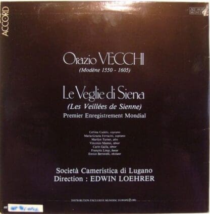 Vecchi: Le Veglie De Siena (Europe 1981):Edwin Loehrer - Image 2