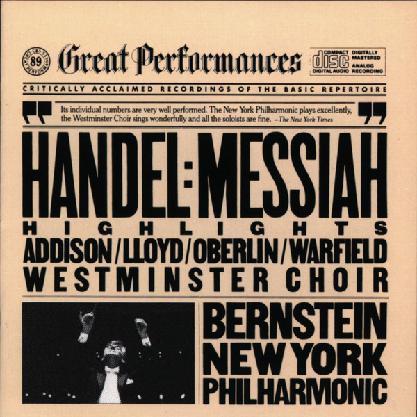 Georg Friedrich Händel - Adele Addison / David Lloyd (3) / Russell Oberlin / William Warfield, Westminster Choir, Leonard Bernstein, New York Philharmonic-0