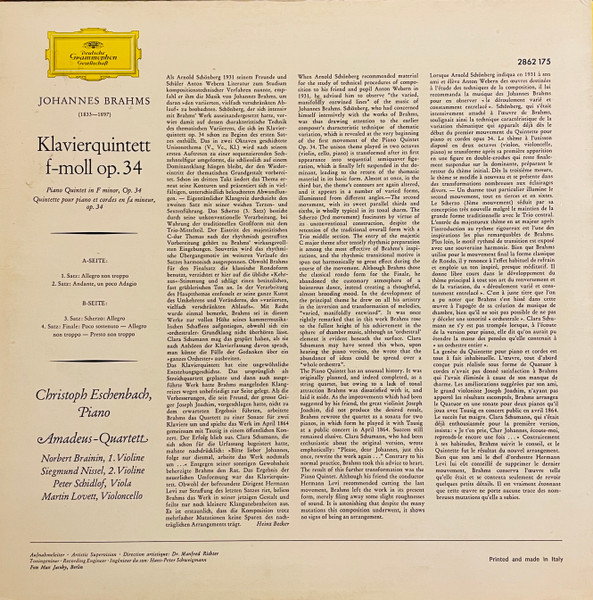 Johannes Brahms — Amadeus-Quartett, Christoph Eschenbach-1