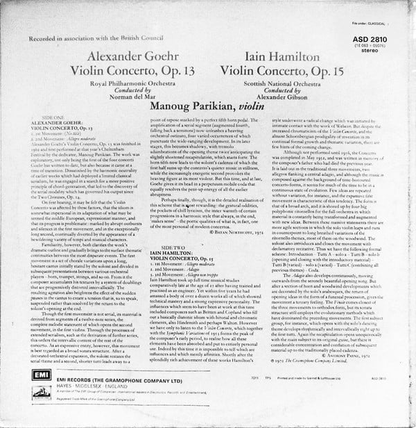Alexander Goehr / Iain Hamilton, Manoug Parikian, Royal Philharmonic Orchestra, Norman Del Mar / Royal Scottish National Orchestra, Alexander Gibson-1