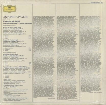 Vivaldi: Concertos With Organ (Germany 1976):Andre Isoir & Paul Kuentz - Image 2