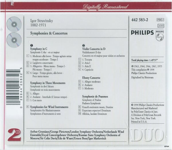 Igor Stravinsky - London Symphony Orchestra, Sir Colin Davis, George Pieterson, Nederlands Blazers Ensemble, Edo de Waart, Arthur Grumiaux, Concertgebouworkest, Ernest Bour, Государственный Академический Русский Хор Им. А. В. Свешникова, Russian State Sym-1