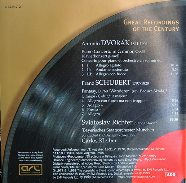 Antonín Dvořák / Franz Schubert - Sviatoslav Richter, Symphonie-Orchester Des Bayerischen Rundfunks, Carlos Kleiber-1