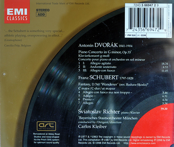 Antonín Dvořák / Franz Schubert - Sviatoslav Richter, Symphonie-Orchester Des Bayerischen Rundfunks, Carlos Kleiber-2