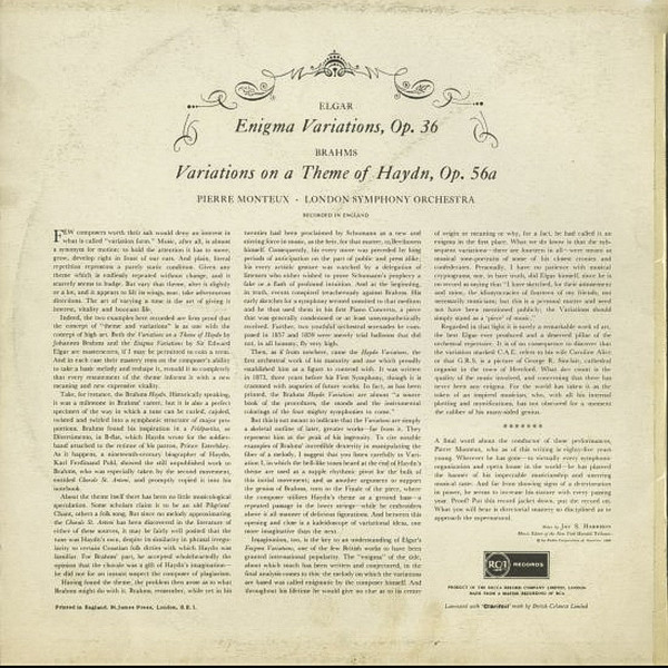 Sir Edward Elgar / Johannes Brahms – Pierre Monteux And London Symphony Orchestra-1