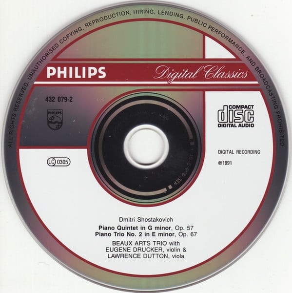 Dmitri Shostakovich, Beaux Arts Trio, Eugene Drucker, Lawrence Dutton-2
