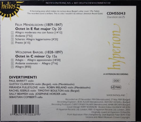 Felix Mendelssohn-Bartholdy, Woldemar Bargiel, Divertimenti-1