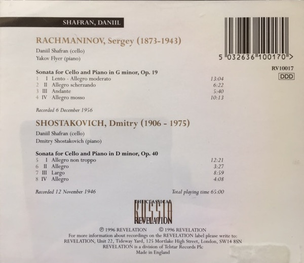 Даниил Шафран, Sergei Rachmaninoff, Dmitri Shostakovich-1