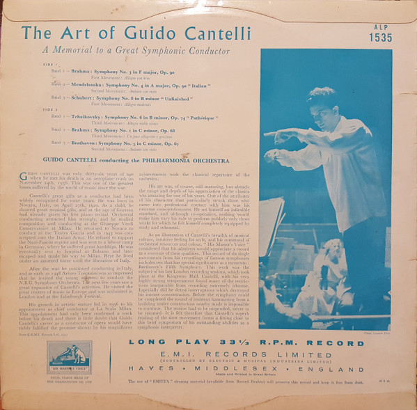 Guido Cantelli - Johannes Brahms / Felix Mendelssohn-Bartholdy / Franz Schubert / Pyotr Ilyich Tchaikovsky / Philharmonia Orchestra-1