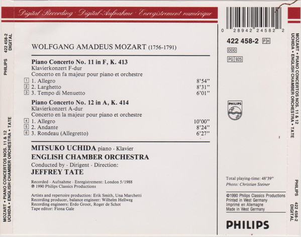 Wolfgang Amadeus Mozart, Mitsuko Uchida, English Chamber Orchestra, Jeffrey Tate-1