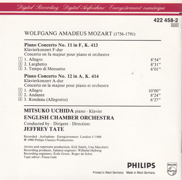 Wolfgang Amadeus Mozart, Mitsuko Uchida, English Chamber Orchestra, Jeffrey Tate-2