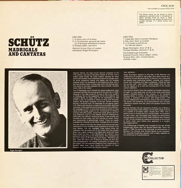 Heinrich Schütz, The Schütz Choir Of London Directed By Roger Norrington, Thomas Hemsley, The Goldsborough Ensemble-1