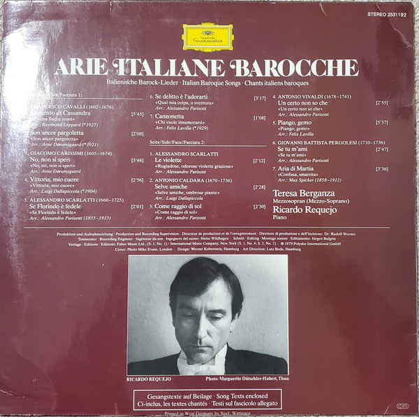 Teresa Berganza, Ricardo Requejo - Antonio Caldara • Francesco Cavalli • Giacomo Carissimi • Giovanni Battista Pergolesi • Alessandro Scarlatti • Antonio Vivaldi-1