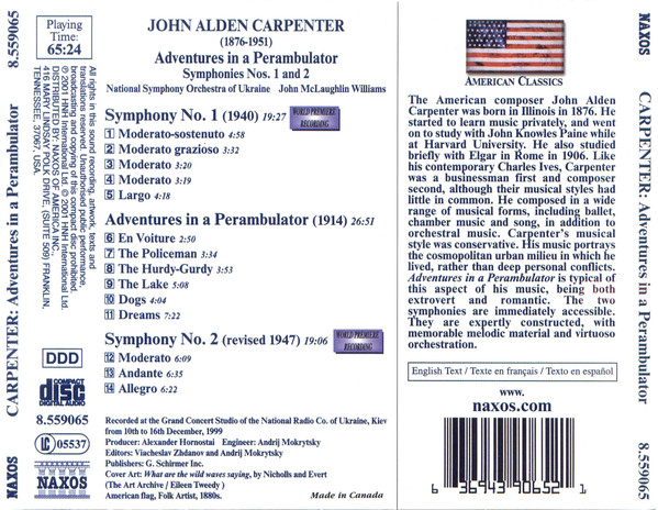 John Alden Carpenter - National Symphony Orchestra Of Ukraine / John McLaughlin Williams-1