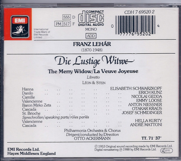 Franz Lehár – Elisabeth Schwarzkopf · Nicolai Gedda · Erich Kunz, Philharmonia Orchestra & Philharmonia Chorus, Otto Ackermann-2