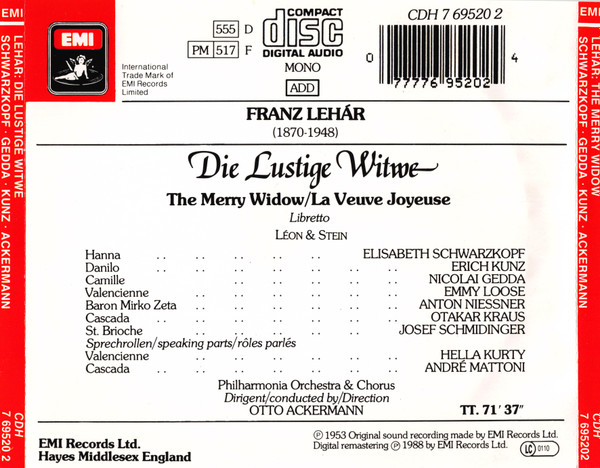 Franz Lehár – Elisabeth Schwarzkopf · Nicolai Gedda · Erich Kunz, Philharmonia Orchestra & Philharmonia Chorus, Otto Ackermann-3