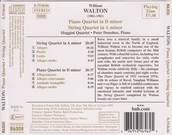 Sir William Walton - The Maggini Quartet, Peter Donohoe-1
