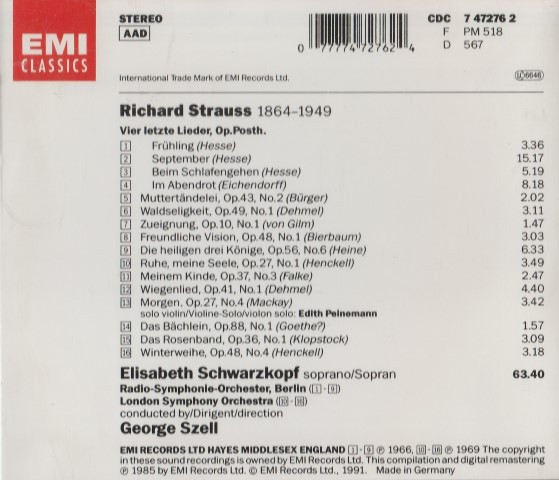 Richard Strauss / Elisabeth Schwarzkopf, George Szell, Radio-Symphonie-Orchester Berlin, London Symphony Orchestra-1