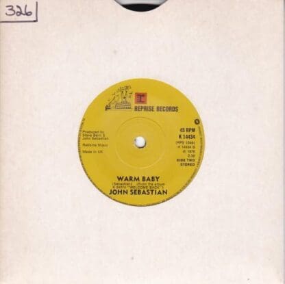 Welcome Back / Warm Baby 7" (UK 1976):John Sebastian - Image 2