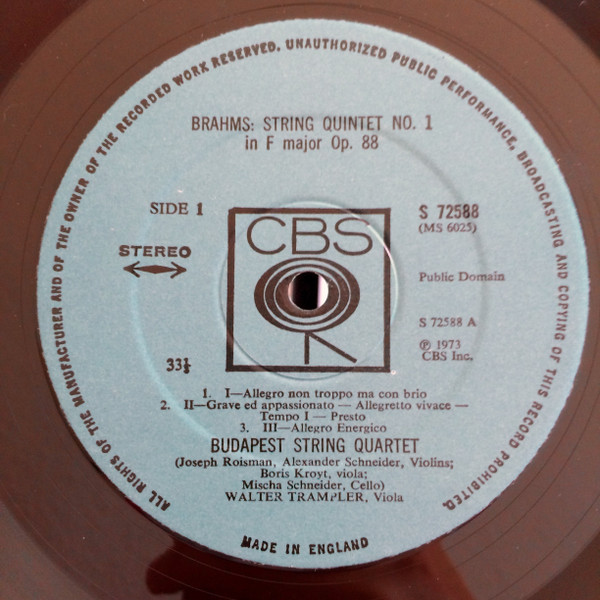 Walter Trampler / Budapest String Quartet / Johannes Brahms-1