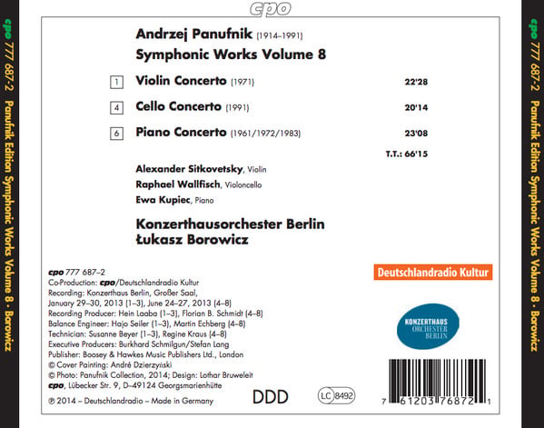 Andrzej Panufnik - Alexander Sitkovetsky · Raphael Wallfisch · Ewa Kupiec, Konzerthausorchester Berlin, Łukasz Borowicz-1