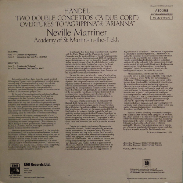 Georg Friedrich Händel - Sir Neville Marriner, The Academy Of St. Martin-in-the-Fields-1