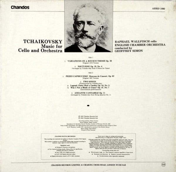 Pyotr Ilyich Tchaikovsky, Raphael Wallfisch, English Chamber Orchestra, Geoffrey Simon-1