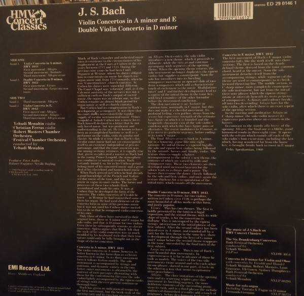 Johann Sebastian Bach, Yehudi Menuhin, Christian Ferras, Robert Masters Chamber Orchestra, Bath Festival Chamber Orchestra-1